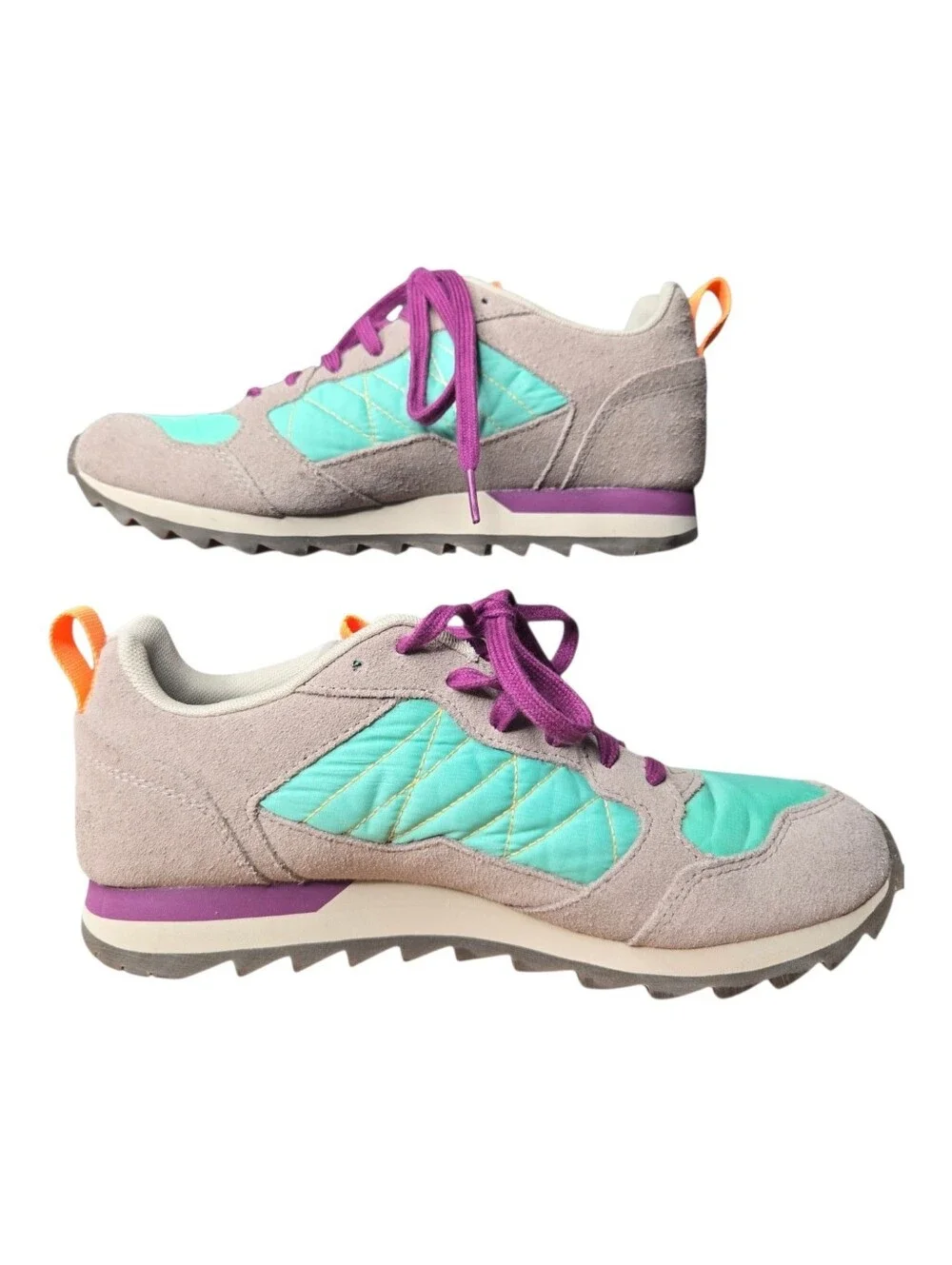 Merrell Womens Moon Mint Quilted Leather Suede Retro Outdoor Alpine Sneakers 8.5